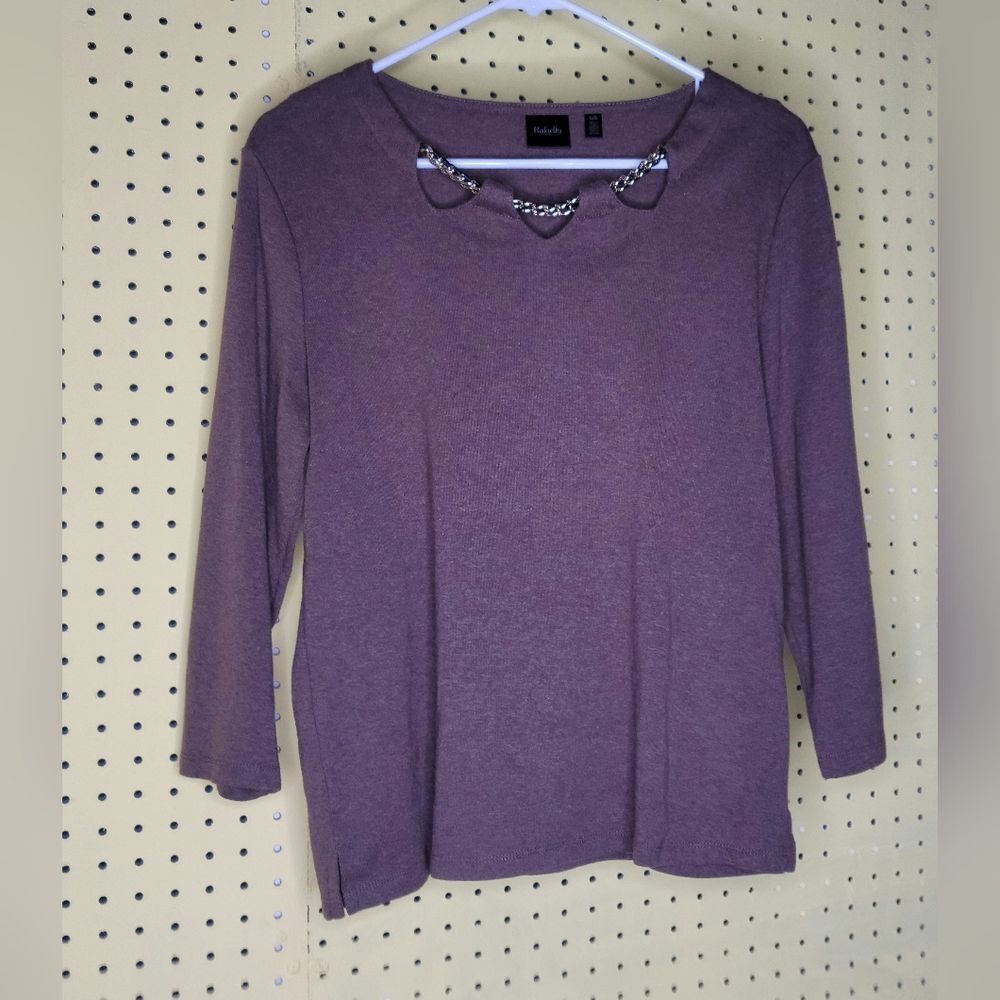Rafaella Brown Women's Top Chains LG 3/4 long sleeve